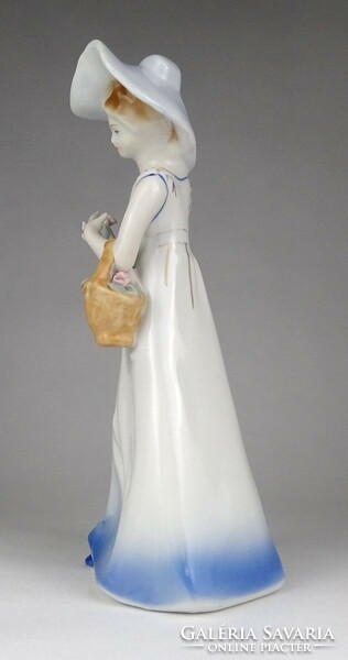 Porcelain lady figure with flower basket marked 1L710 24 cm