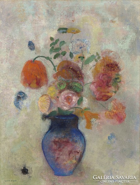 Odilin redon - large vase with flowers - reprint