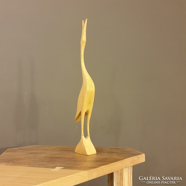 Wooden bird carved sculpture retro decorative object natural design vintage loft