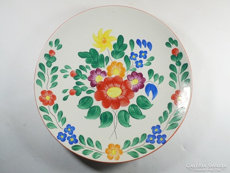 Retro old hand-painted hanging wall plate bowl folk art folk flower pattern Dömsöd handicraft