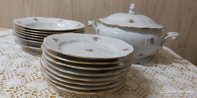 Zsolnay porcelain tableware to complement, gold edge