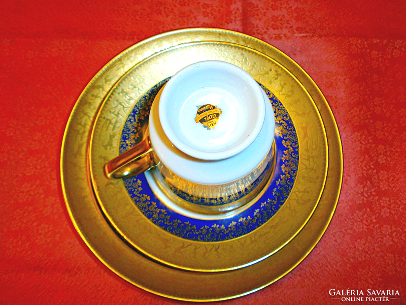 Arannyal díszített görög porcelán 3 darabos reggeliző