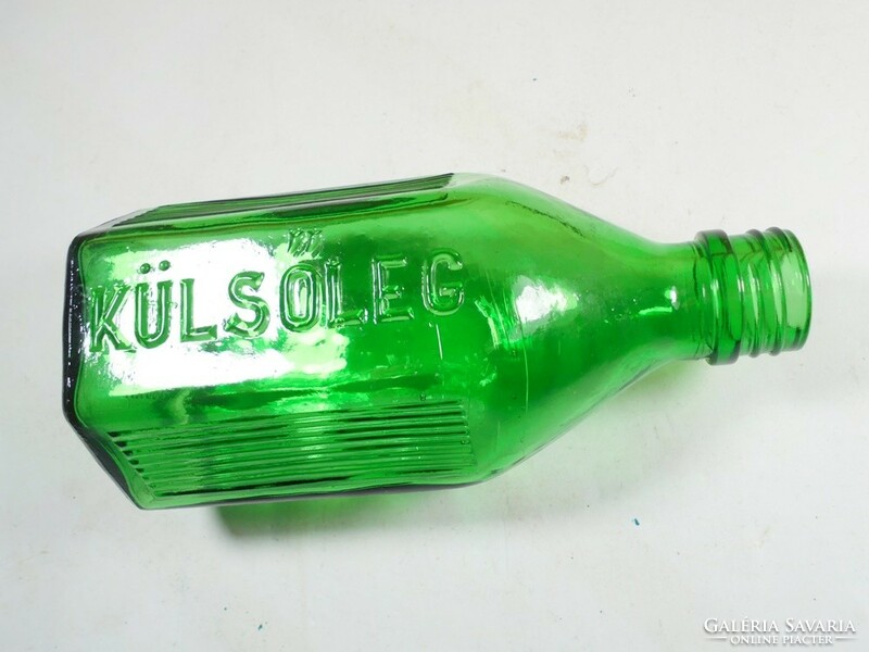 Retro old pharmacy medicine pharmacy pharmacy green glass bottle with inscription on the outside 200 ml