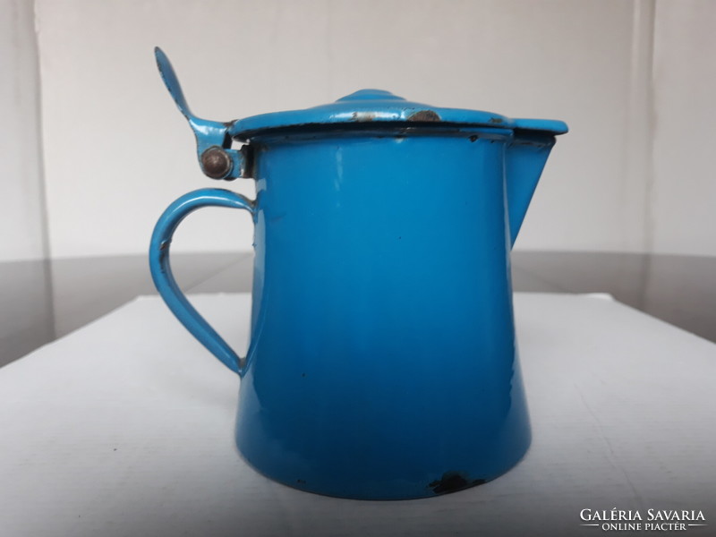 Antik kék zománcos kávékiöntő, kávéskanna