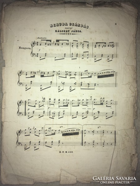 Antique sheet music! /1850 Years! / Neruda csárdás by jános kálozdy. A fake from two pages!