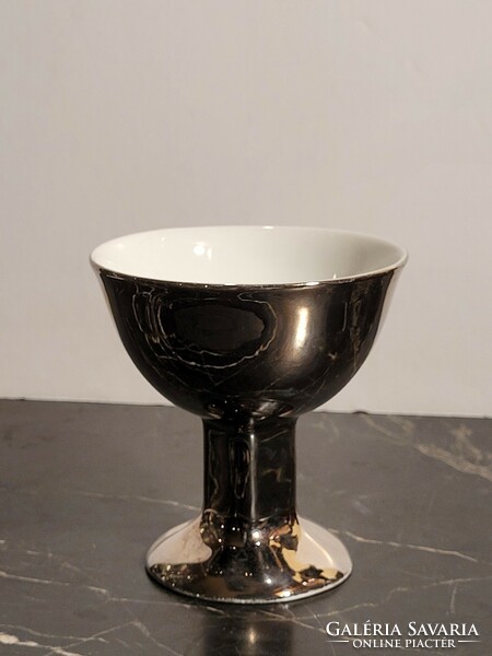 Ezüstözött Porcelán Kehely 10cm -- ezüst pohár kupa