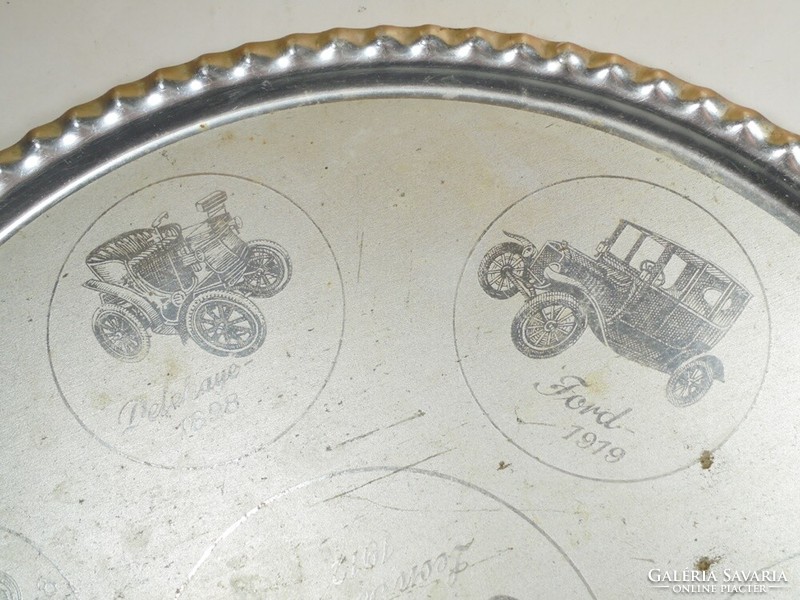 Retro old aluminum metal - tray - convex vintage car pattern trans