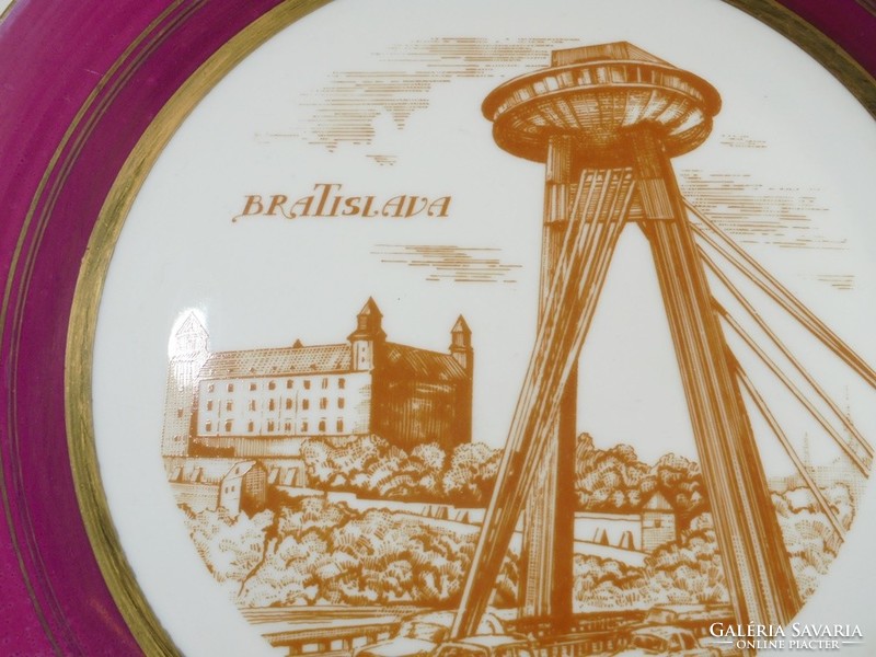 Régi retro porcelán tál Bratislava Pozsony Szlovákias emlék szuvenír