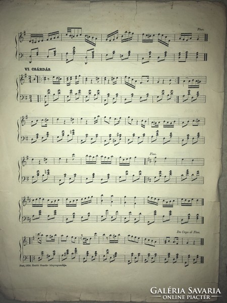 Antique sheet music!/1858/Emlény- Körmagyar. From Otto Petényi! Pest, 1858 Gusztáv emich's printing house!