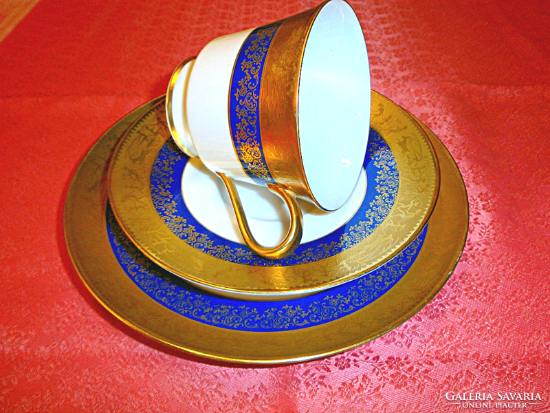 Greek porcelain 3-piece breakfast set decorated with gold