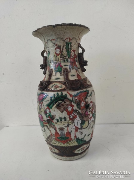 Antique Chinese porcelain large painted battle battle scene multi-person vase broken 719 6911