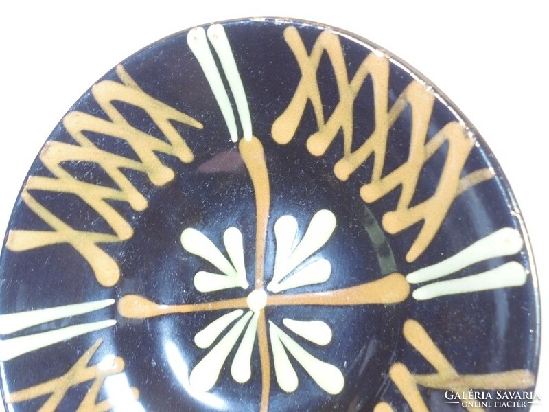 Retro régi festett kerámia tál fali tányér virág mintás népi népművészeti - 1970-es évekből