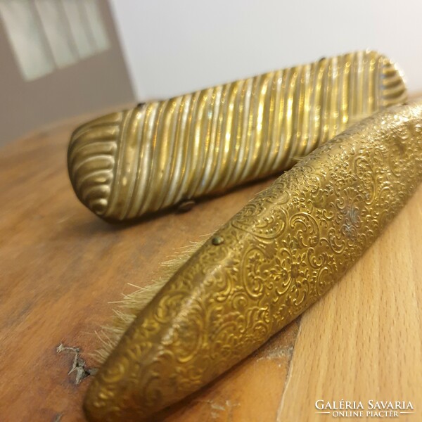 Two goldsmith's work covered with copper relief vintage antique brush for decoration for shop fittings for photography