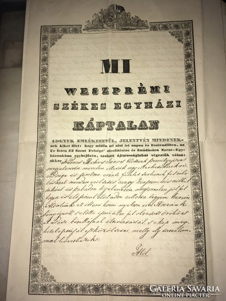 Mi Weszprémi Székes egyházi Káptalan! 1838 (telek eladás)