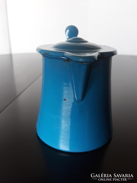 Antique blue enamel coffee pourer, coffee pot