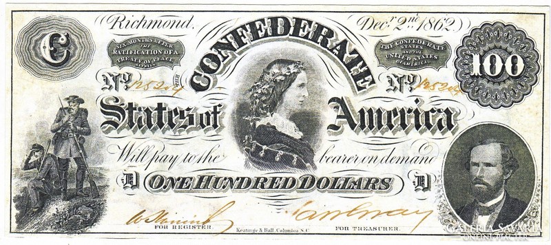 Confederate States $100 1862 Replica