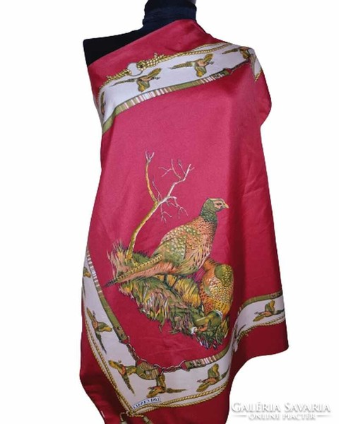 Lisa canali vintage pheasant shawl 76x76 cm. (2786)