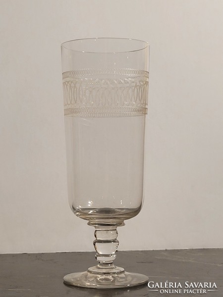 Old stemmed beer glass 17.5cm with polished pattern -- beer glass pitcher