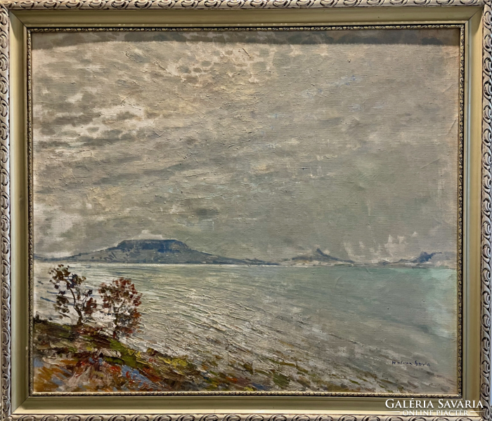 Gyula Halvax - Badacsony skyline (oil painting)