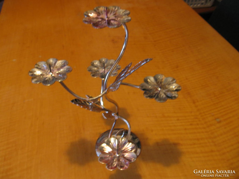 Silver plated 5 position flower shape candle holder