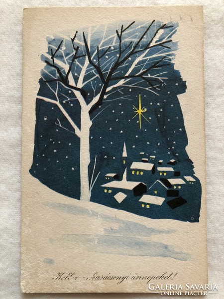 Régi rajzos Karácsonyi képeslap  -  Lantos Lajos rajz                -3.