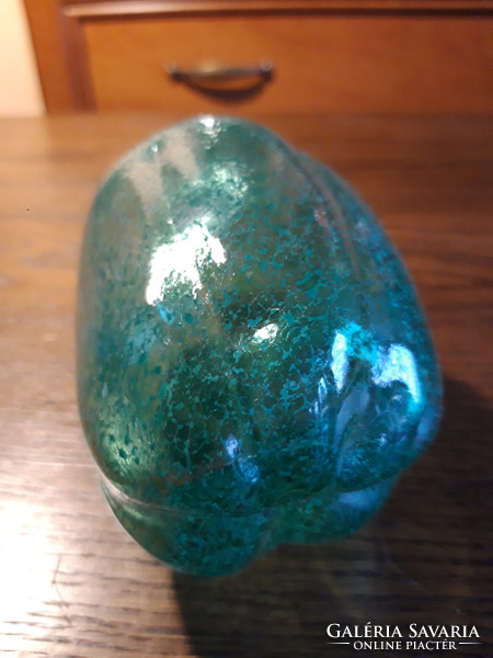 Large green blown glass pepper - decorative glass