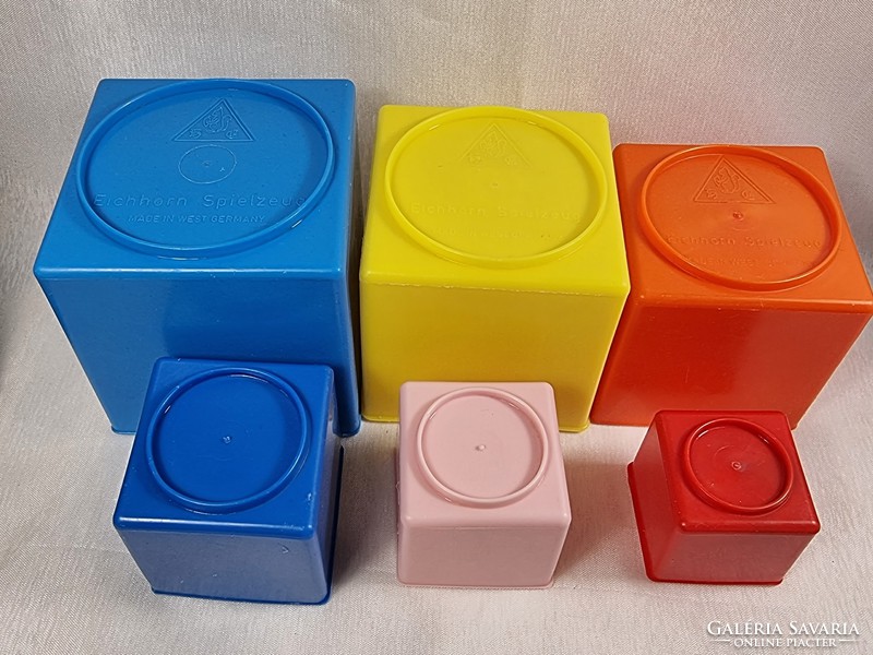 Eichhorn Spielzeug Made In West Germany 6 db-os műanyag egyberakhatós kocka játék