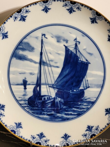 27.5cm wallendorf decorative plate -- ships sailboats wall plate plate bowl copenhagen cobalt blue delft