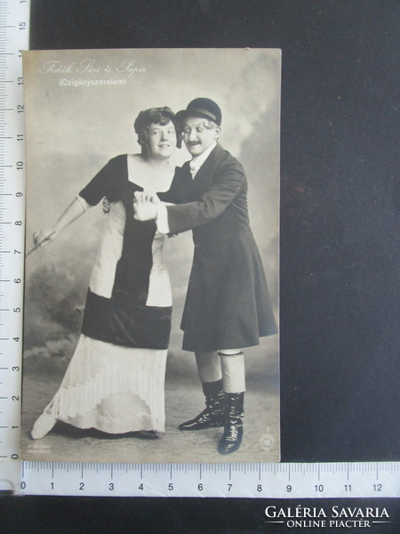 Cca. 1911 CIGÁNYSZERELEM FEDÁK SÁRI + PAPÍR SÁNDOR KIRÁLY SZINHÁZ FOTÓ LAP Strelisky- fotó