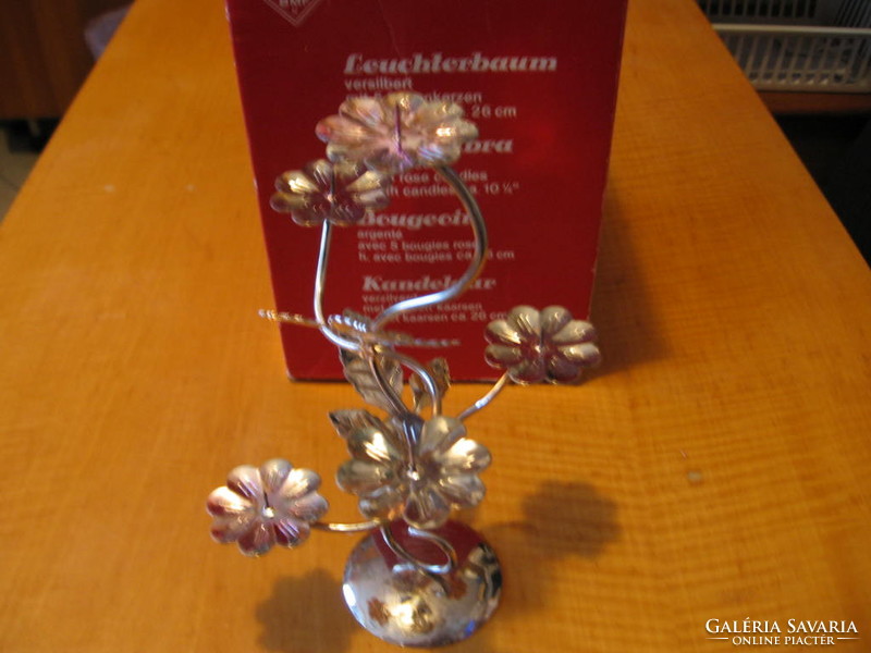 Silver plated 5 position flower shape candle holder