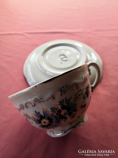Zsolnay búzavirág mintás teás csésze alátéttel