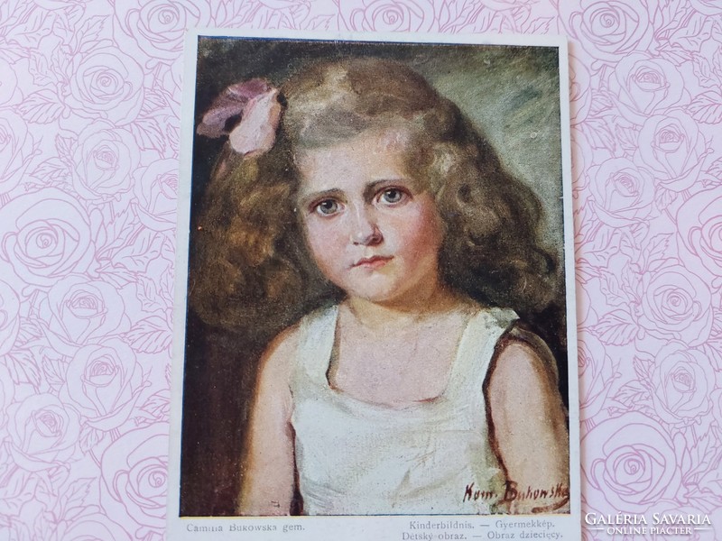 Old postcard art postcard with little girl