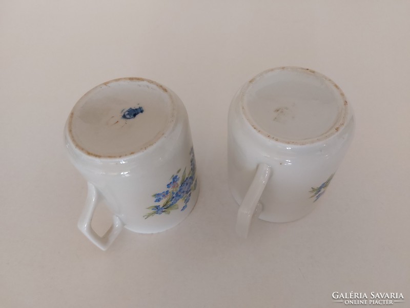 2 pcs old zsolnay porcelain mug with forget-me-not pattern tea cup