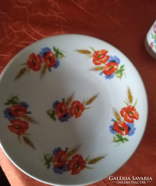 Zsolnay fali tányér   pipacsos