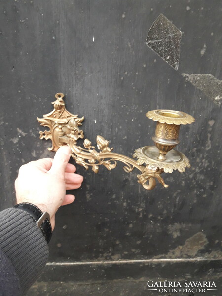Old art nouveau copper piano candle holder