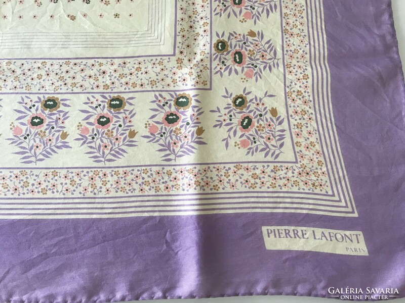 Vintage Pierre Lafont Paris selyemkendő, 76 x 76 cm