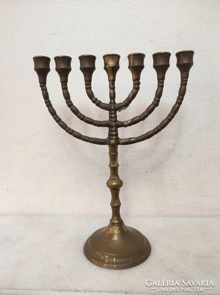 Antik patinás sárgaréz menora menóra zsidó gyertyatartó 7 ágú réz gyertya tartó 329 6812