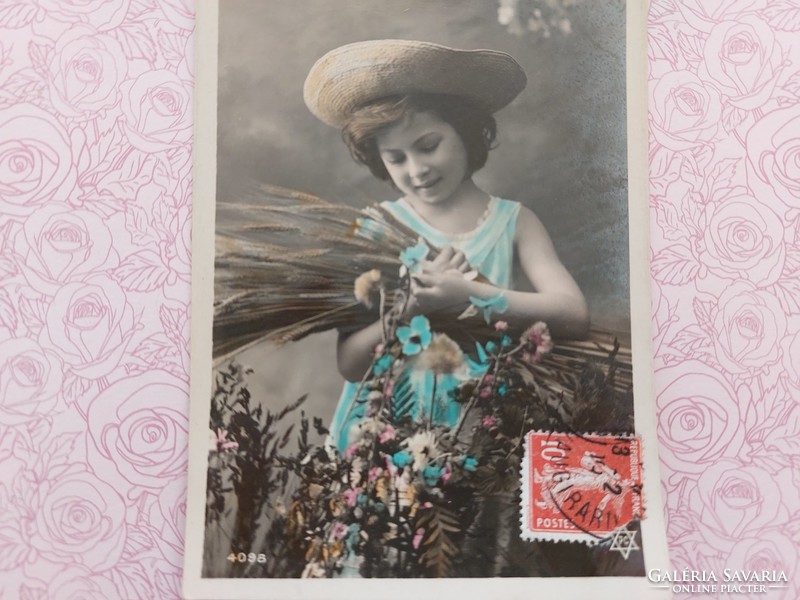 Régi képeslap gyerek fotó levelezőlap kislány