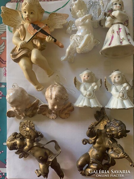9 ceramic/porcelain/plastic angels