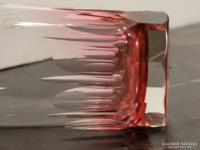 1930 Old polished crimson pickling glass with Ilona inscription 10cm -- crimson pink crystal with name inscription