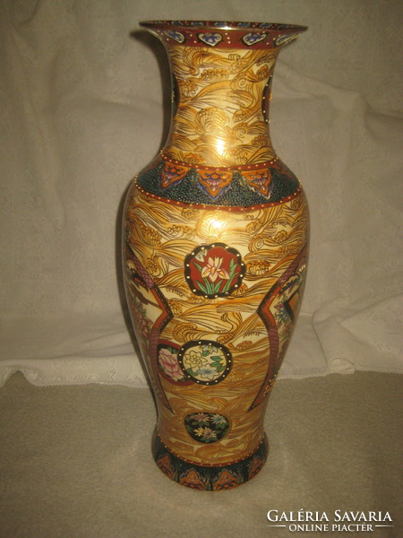 Keleti padló váza  , kézi festés ,  sok arannyal  , hibátlan   kb 60 cm