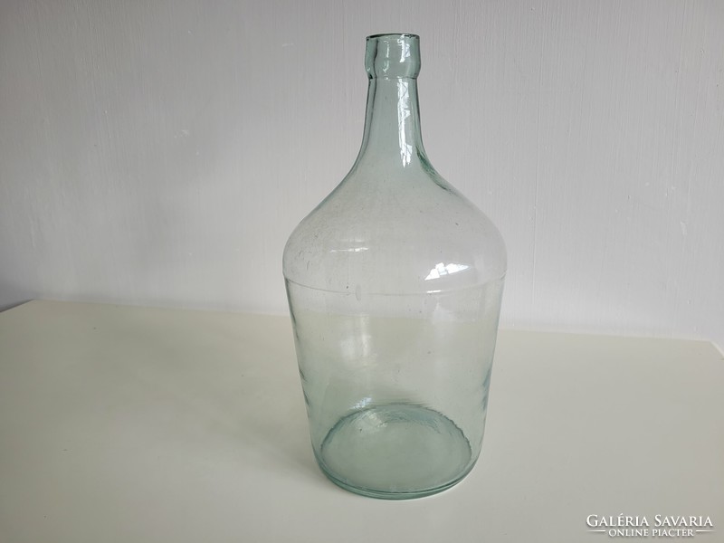 Old large size 5 liter turquoise green huta glass glass bottle with conical bottom balloon bottle decoration