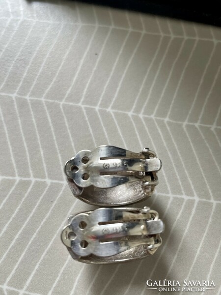 Silver art deco women's clip-on earrings