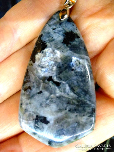 Larvikite - Norwegian labradorite mineral arrowhead pendant