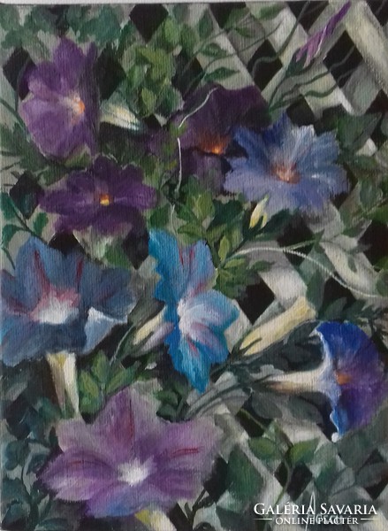 Dawn on the grid painting - still life, flower