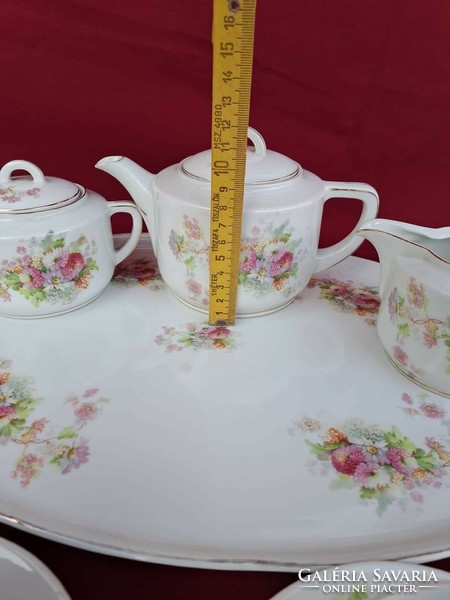 Gyönyörű Oepiag Royal teáskészlet kanna cukortartó tálca tejszínkiöntő mesés porcelán