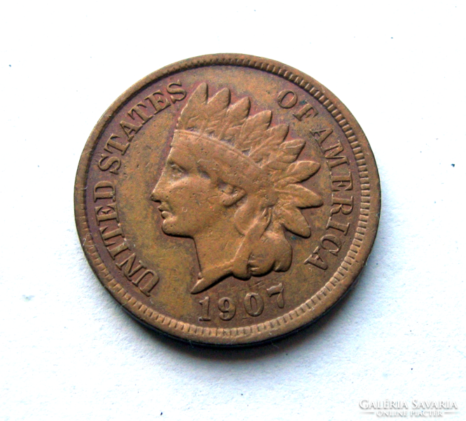 USA - 1 cent  -  1907 - indián-fejes cent