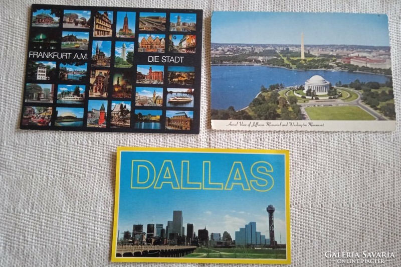 Postcards unused frankfurt, washington dc, dallas texas