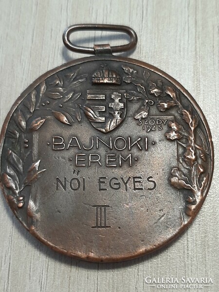 College championships Budapest 1930 championship medal Sződy 1925 marked with signature
