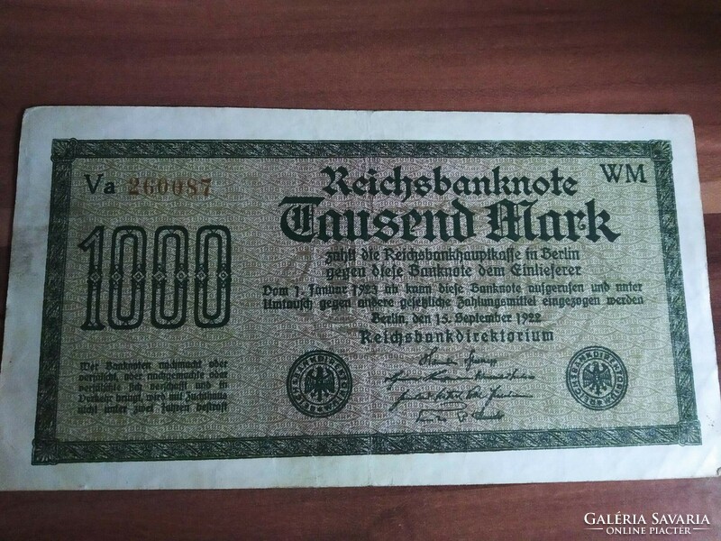 1000 Márka, Reichsbanknote Tausend Mark, 1922-es kiadás